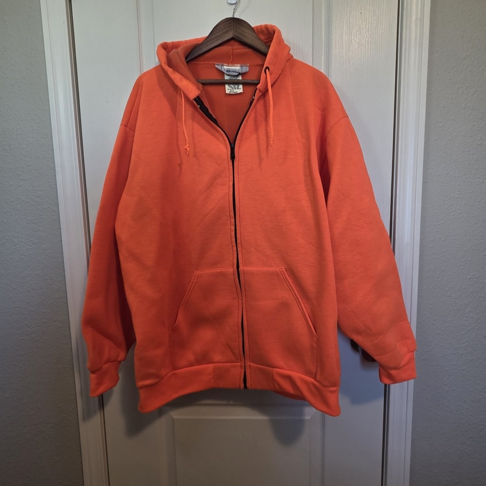 Muleskins Fluorescent Safety Hunting Orange Zip Up Hoodie Mens Size 3XL
